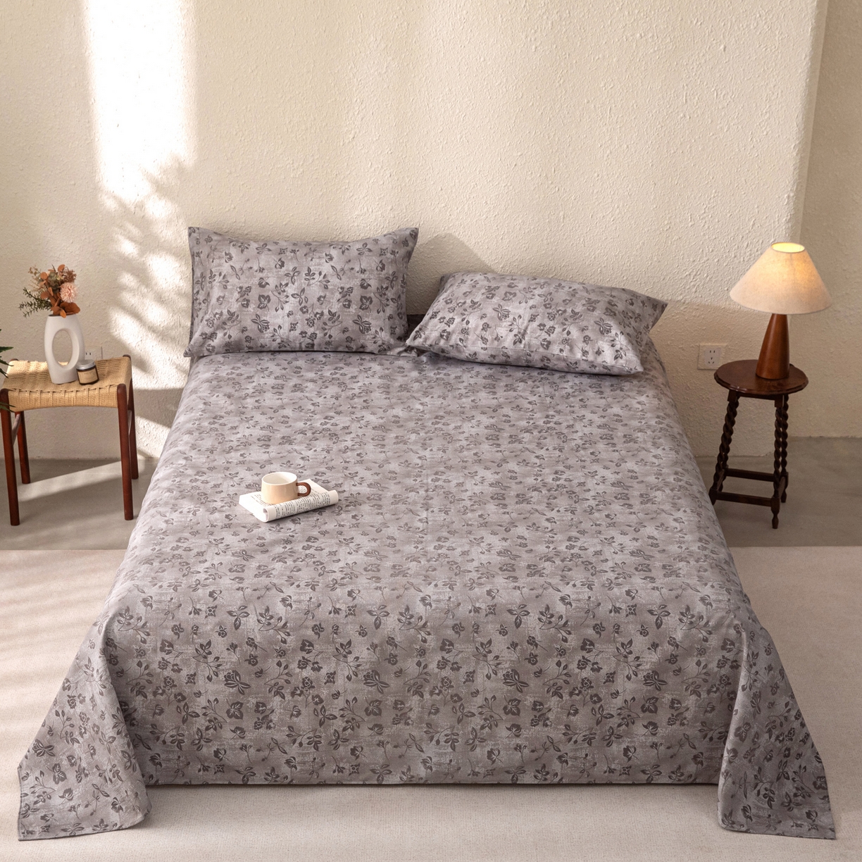 91家纺网 家纺一手货源 找家纺 首爱家纺 2026新款棉麻老粗布床单凉席 隐茉