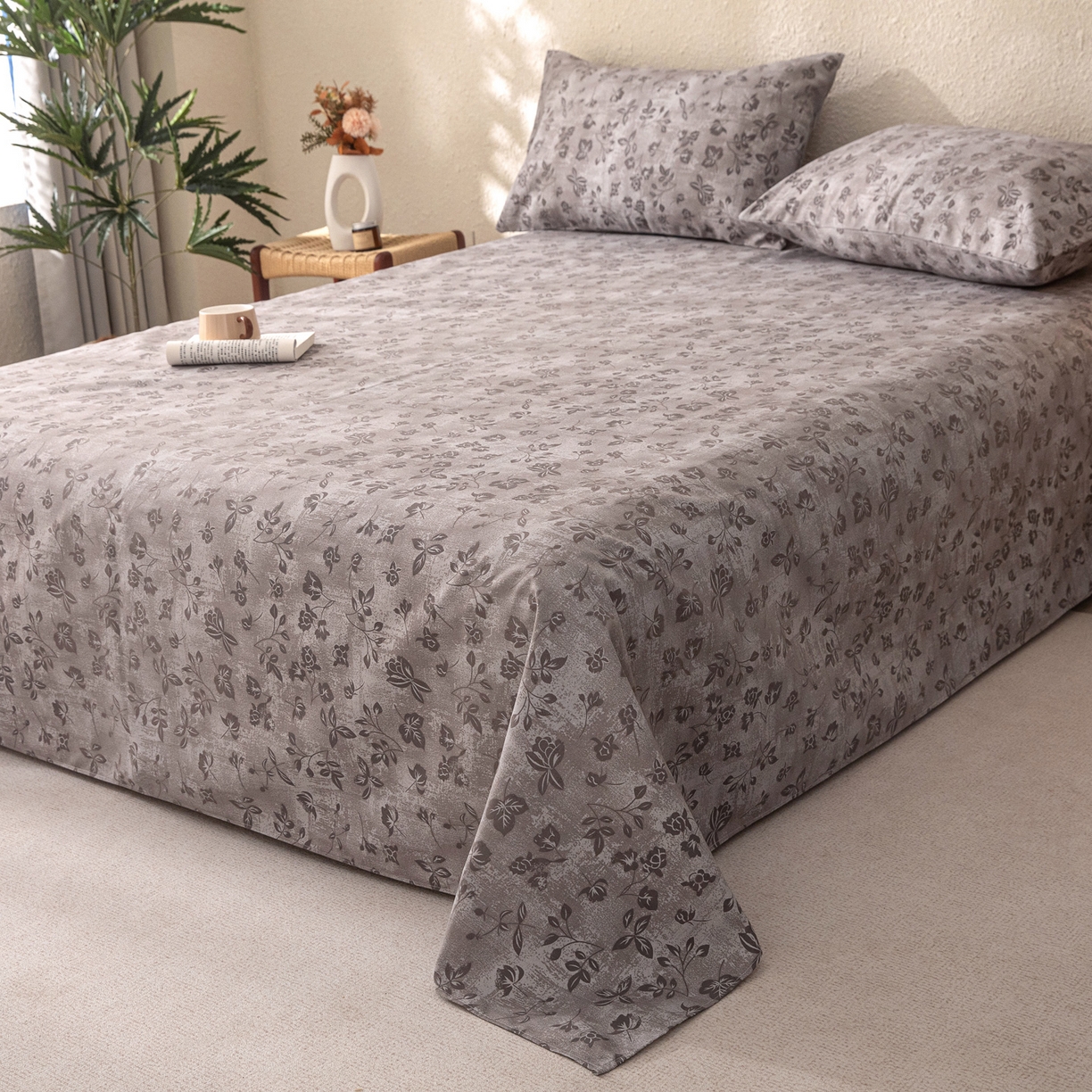 91家纺网 家纺一手货源 找家纺 首爱家纺 2026新款棉麻老粗布床单凉席 隐茉