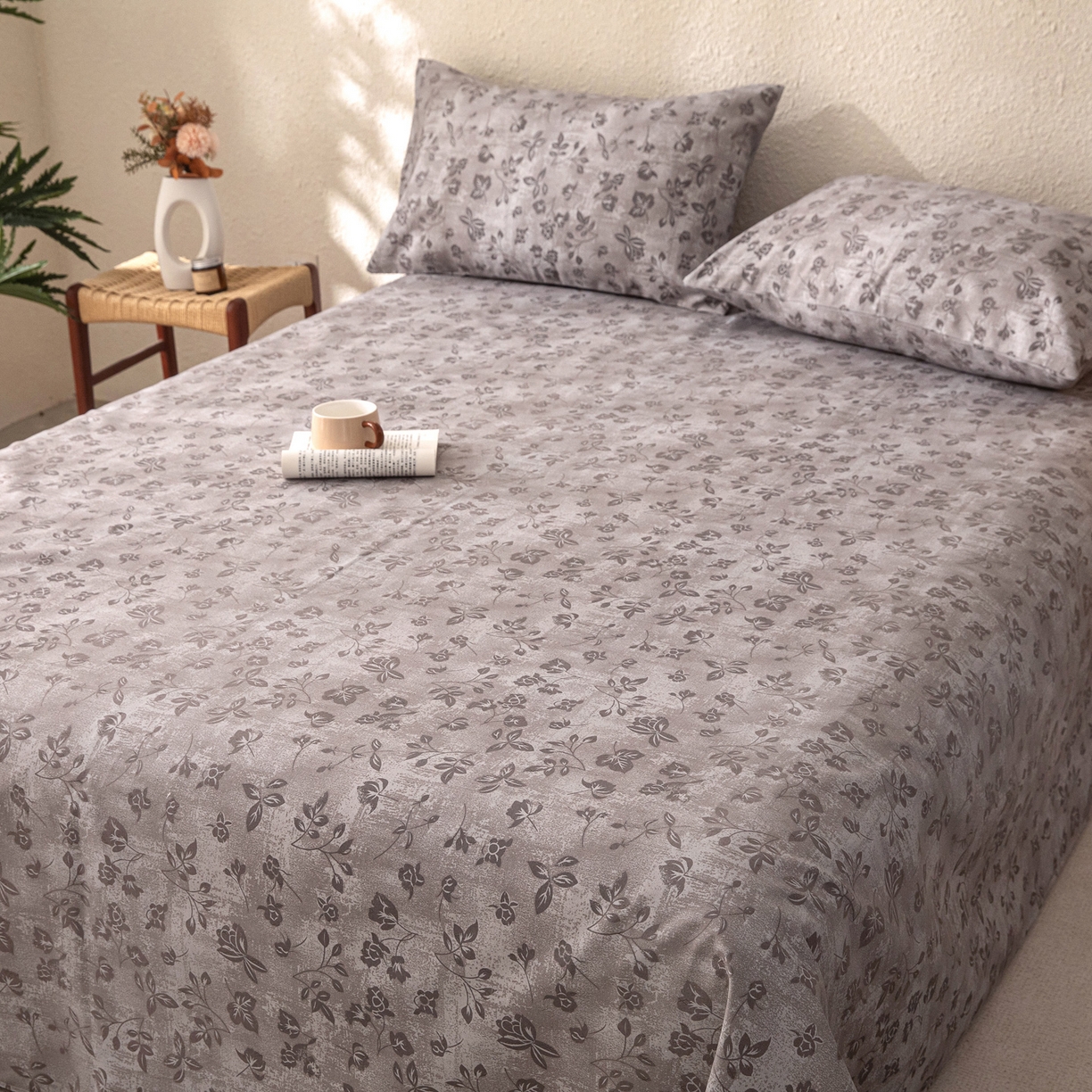 91家纺网 家纺一手货源 找家纺 首爱家纺 2026新款棉麻老粗布床单凉席 隐茉