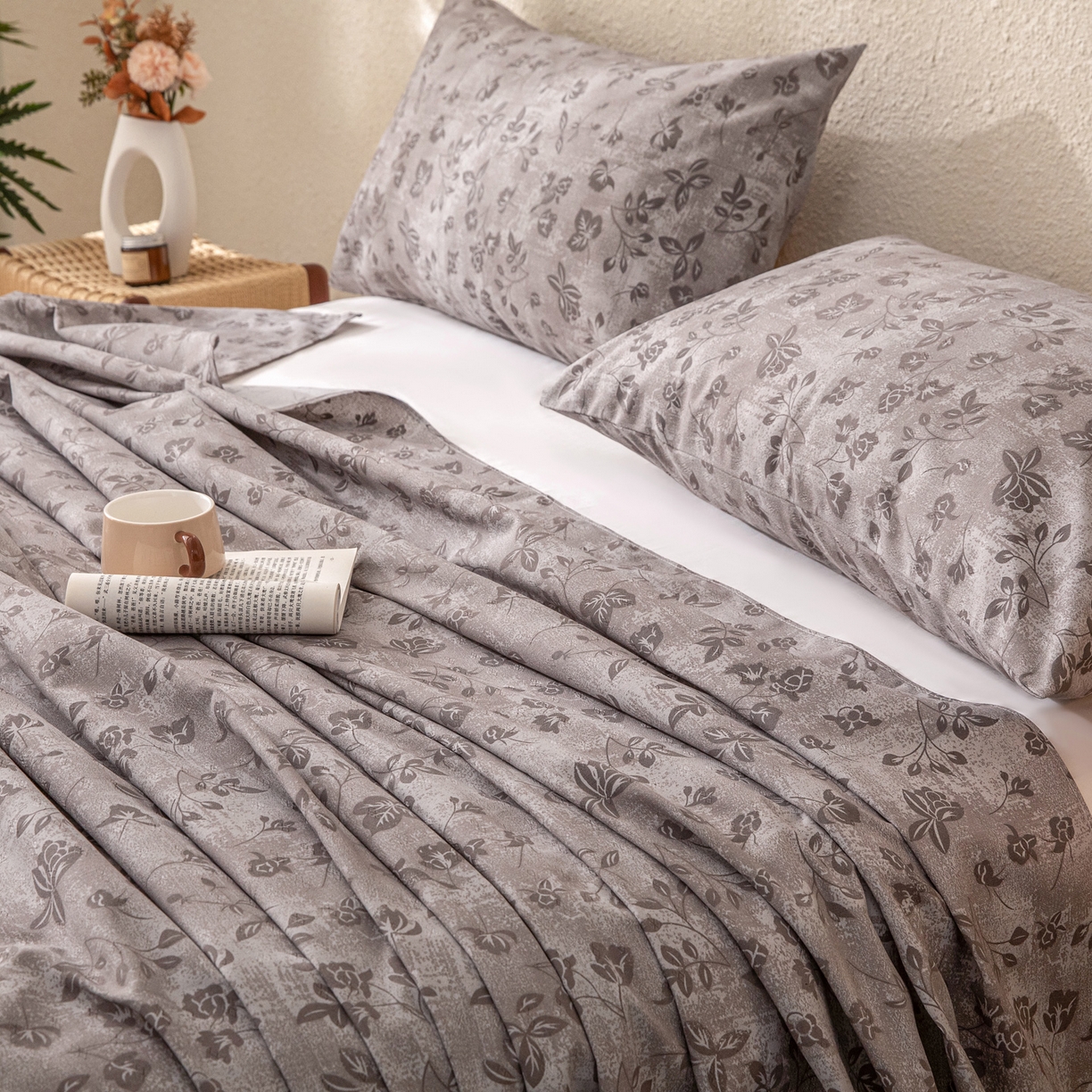 91家纺网 家纺一手货源 找家纺 首爱家纺 2026新款棉麻老粗布床单凉席 隐茉