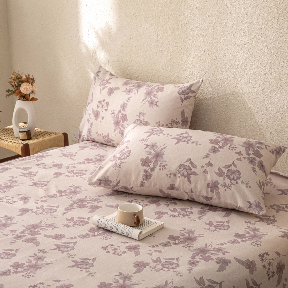 91家纺网 家纺一手货源 找家纺 首爱家纺 2026新款棉麻老粗布床单凉席 紫鸢