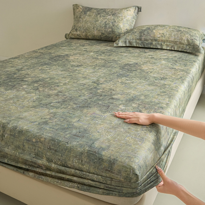 91家纺网 家纺一手货源 找家纺 （总）禾时 2026春夏新款50s莱赛尔天丝床笠三件套床笠单件