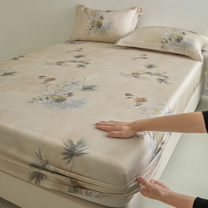 91家纺网 家纺一手货源 找家纺 （总）禾时 2026春夏新款50s莱赛尔天丝床笠三件套床笠单件