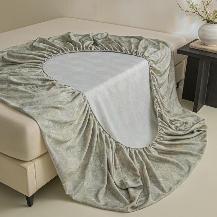 91家纺网 家纺一手货源 找家纺 禾时 2026春夏新款50s莱赛尔天丝床笠三件套床笠单件 西雅图（灰）