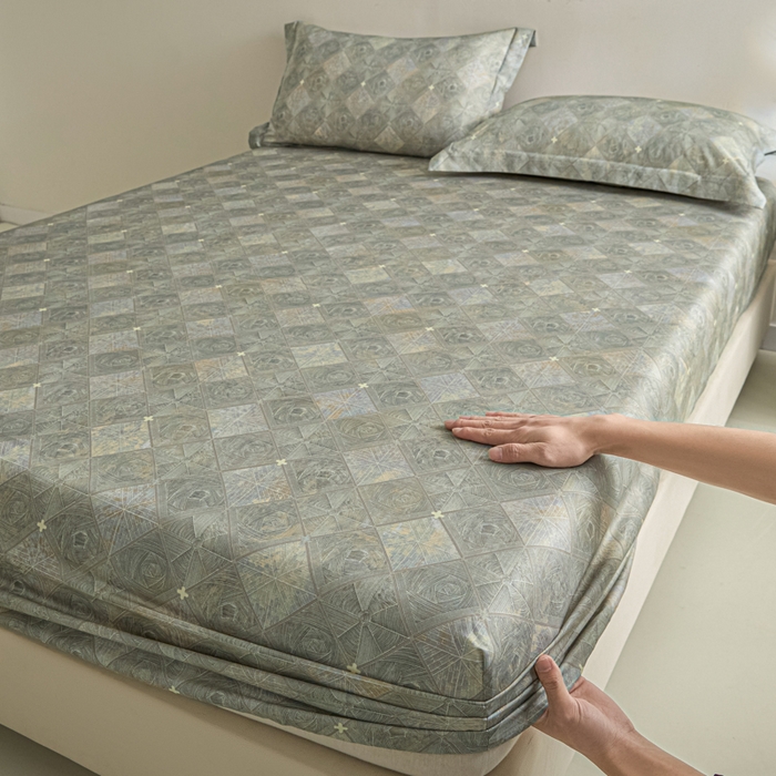 禾时 2026春夏新款50s莱赛尔天丝床笠三件套床笠单件 西雅图（灰）