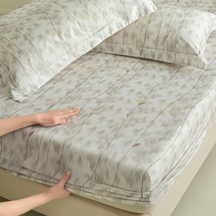 91家纺网 家纺一手货源 找家纺 禾时 2026春夏新款50s莱赛尔天丝床笠三件套床笠单件 舒亦（灰）