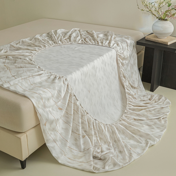 91家纺网 家纺一手货源 找家纺 禾时 2026春夏新款50s莱赛尔天丝床笠三件套床笠单件 舒亦（灰）