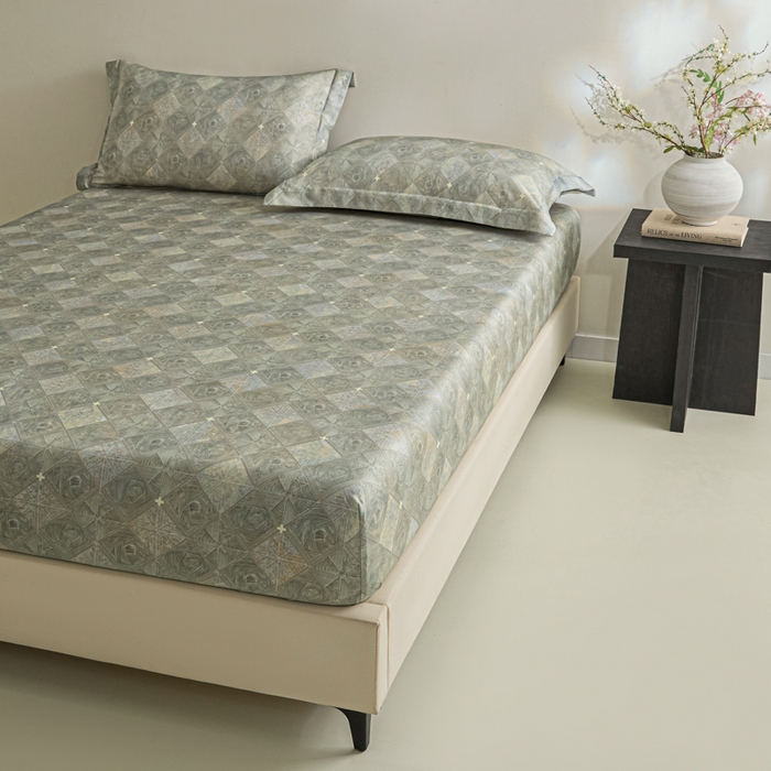 91家纺网 家纺一手货源 找家纺 禾时 2026春夏新款50s莱赛尔天丝床笠三件套床笠单件 西雅图（灰）