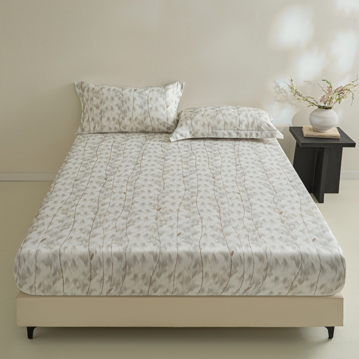 91家纺网 家纺一手货源 找家纺 禾时 2026春夏新款50s莱赛尔天丝床笠三件套床笠单件 舒亦（灰）