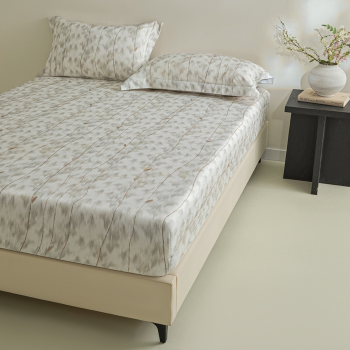 91家纺网 家纺一手货源 找家纺 禾时 2026春夏新款50s莱赛尔天丝床笠三件套床笠单件 舒亦（灰）