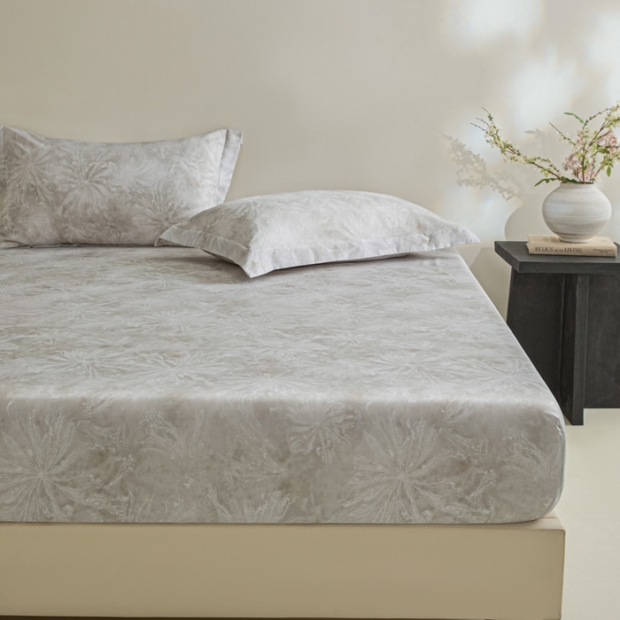 91家纺网 家纺一手货源 找家纺 禾时 2026春夏新款50s莱赛尔天丝床笠三件套床笠单件 斯嘉丽（灰）