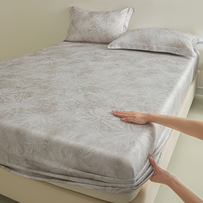 禾时 2026春夏新款50s莱赛尔天丝床笠三件套床笠单件 斯嘉丽（灰）