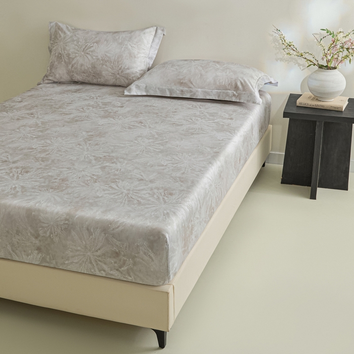 91家纺网 家纺一手货源 找家纺 禾时 2026春夏新款50s莱赛尔天丝床笠三件套床笠单件 斯嘉丽（灰）