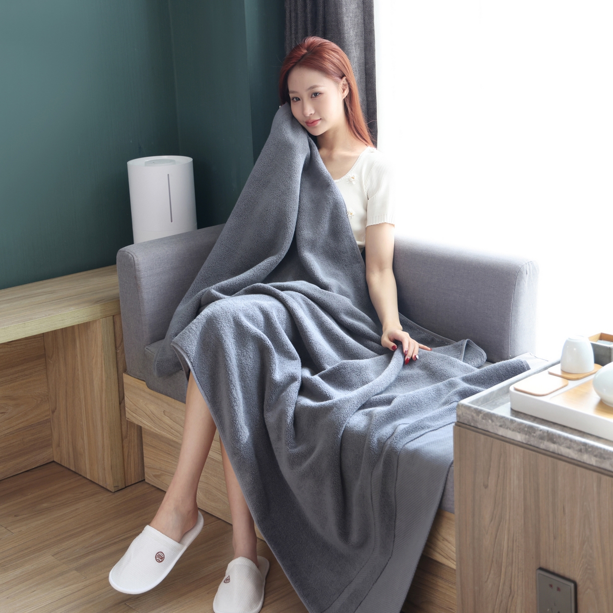 91家纺网 家纺一手货源 找家纺 （总）朴尔家纺-毛巾被 2026年新品悠哲系列纯色全棉纯棉缎档加大加厚浴巾