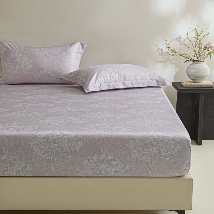 91家纺网 家纺一手货源 找家纺 禾时 2026春夏新款50s莱赛尔天丝床笠三件套床笠单件 向晚（丁香紫）