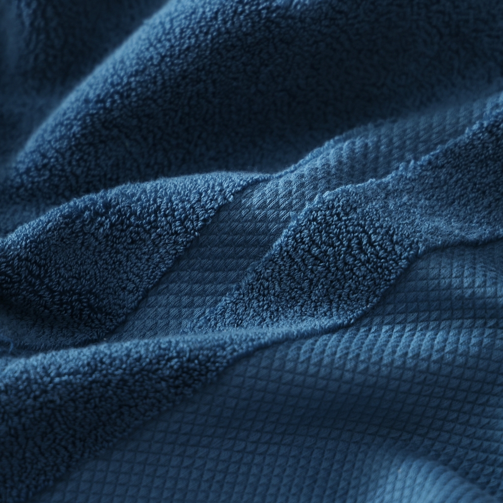 91家纺网 家纺一手货源 找家纺 朴尔家纺-毛巾被 2026年新品悠哲系列纯色全棉纯棉缎档加大加厚浴巾 悠哲-秘静蓝 90x180cm/条