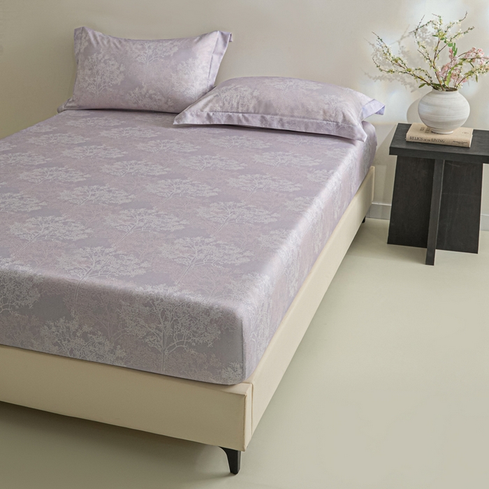 91家纺网 家纺一手货源 找家纺 禾时 2026春夏新款50s莱赛尔天丝床笠三件套床笠单件 向晚（丁香紫）