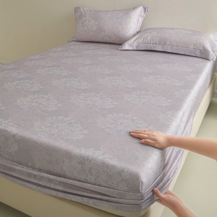 禾时 2026春夏新款50s莱赛尔天丝床笠三件套床笠单件 向晚（丁香紫）