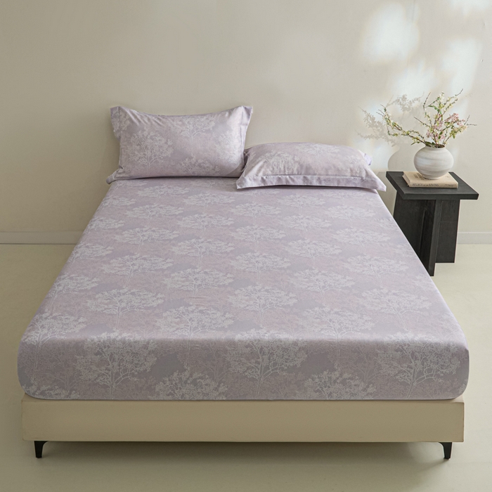 91家纺网 家纺一手货源 找家纺 禾时 2026春夏新款50s莱赛尔天丝床笠三件套床笠单件 向晚（丁香紫）