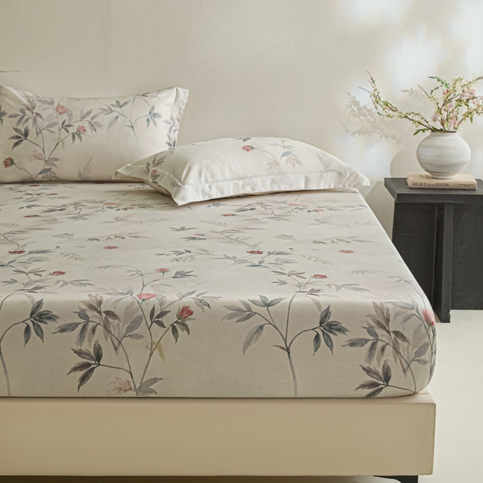 91家纺网 家纺一手货源 找家纺 禾时 2026春夏新款50s莱赛尔天丝床笠三件套床笠单件 棠宋（棕）