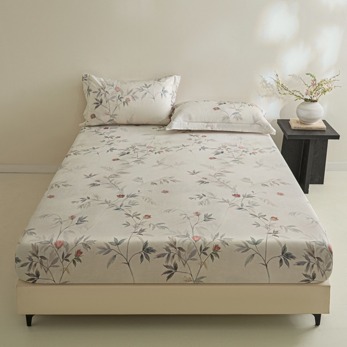 91家纺网 家纺一手货源 找家纺 禾时 2026春夏新款50s莱赛尔天丝床笠三件套床笠单件 棠宋（棕）