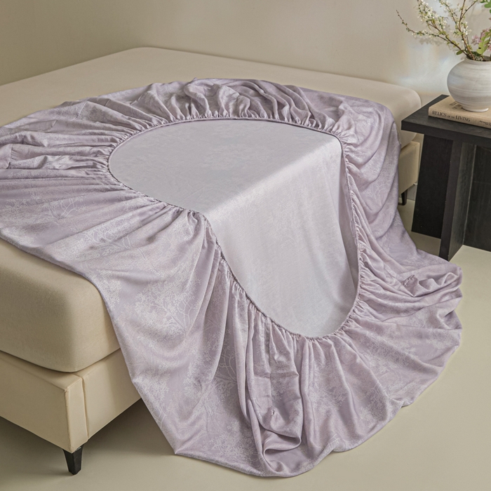 91家纺网 家纺一手货源 找家纺 禾时 2026春夏新款50s莱赛尔天丝床笠三件套床笠单件 向晚（丁香紫）