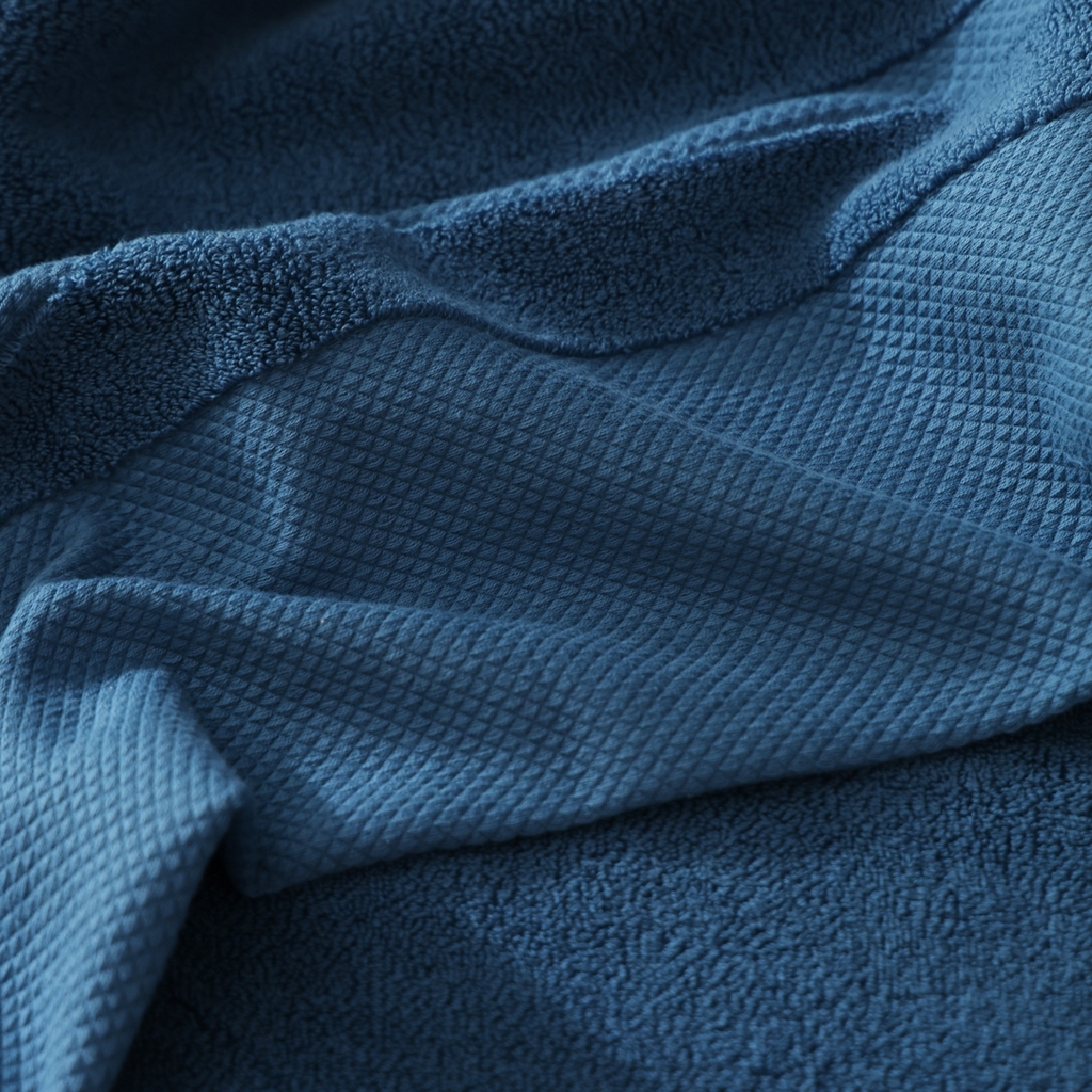 91家纺网 家纺一手货源 找家纺 朴尔家纺-毛巾被 2026年新品悠哲系列纯色全棉纯棉缎档加大加厚浴巾 悠哲-秘静蓝 90x180cm/条