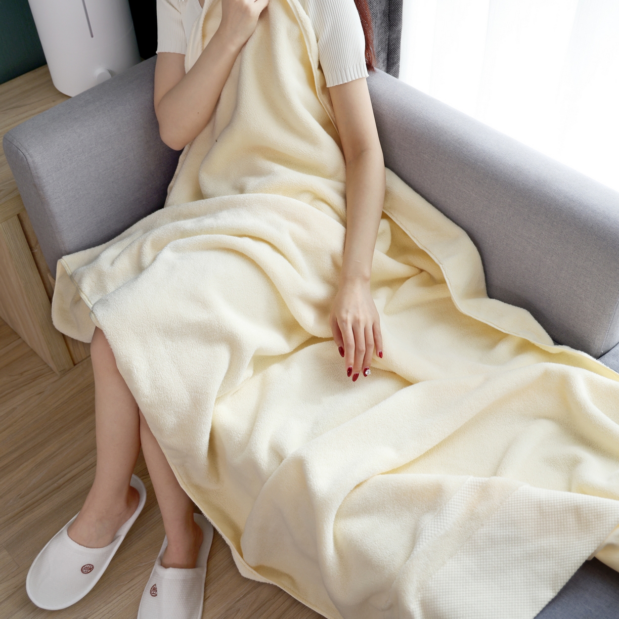 91家纺网 家纺一手货源 找家纺 朴尔家纺-毛巾被 2026年新品悠哲系列纯色全棉纯棉缎档加大加厚浴巾 悠哲-洁白米 90x180cm/条