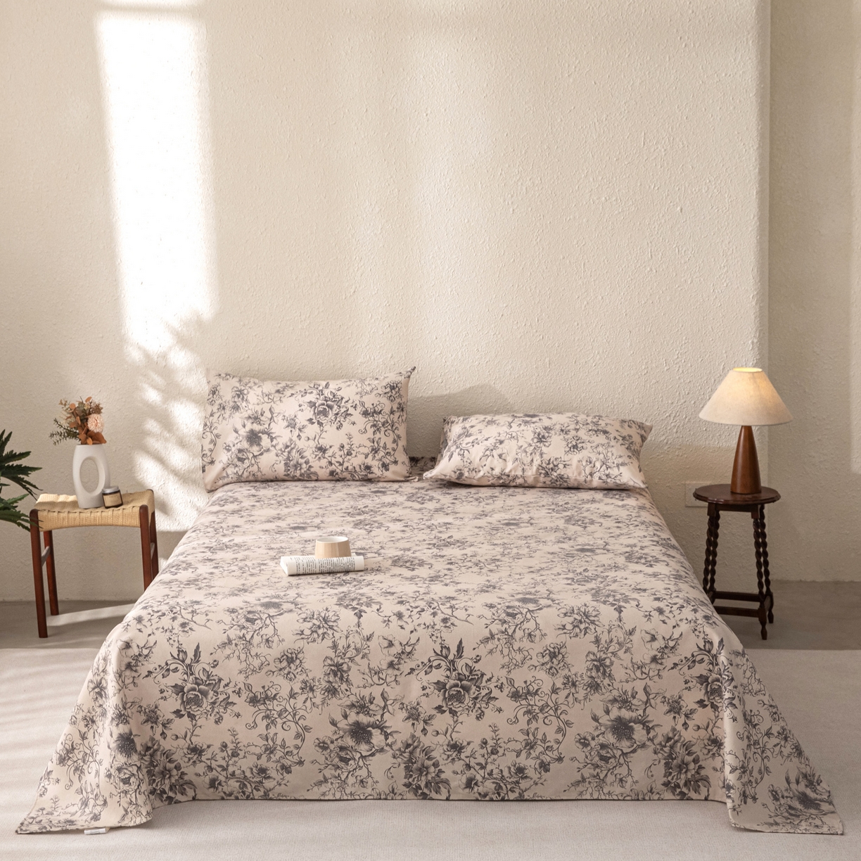 91家纺网 家纺一手货源 找家纺 棉乐町家居 2026新款棉麻老粗布床单亚麻老粗布凉席 霜藤