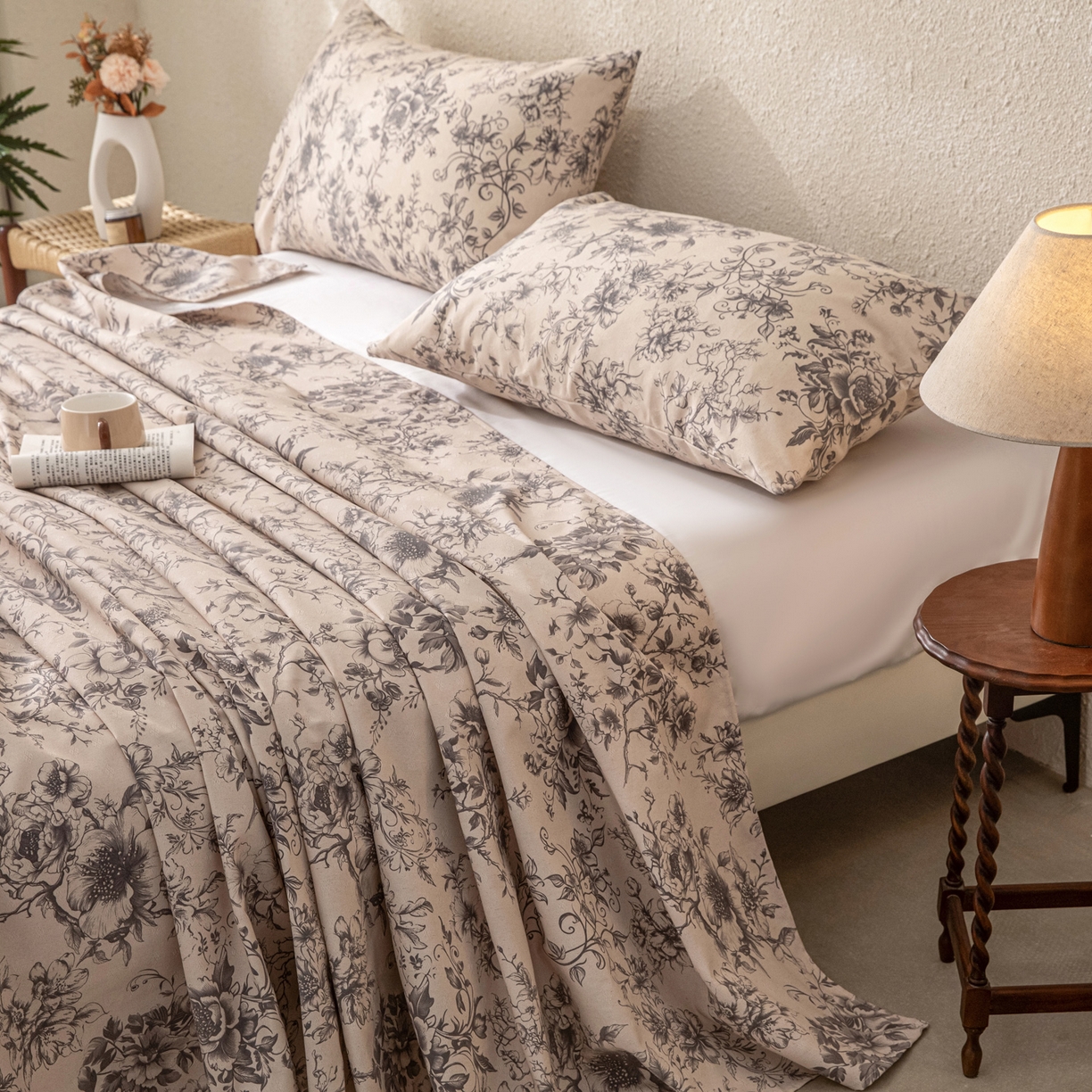 91家纺网 家纺一手货源 找家纺 棉乐町家居 2026新款棉麻老粗布床单亚麻老粗布凉席 霜藤