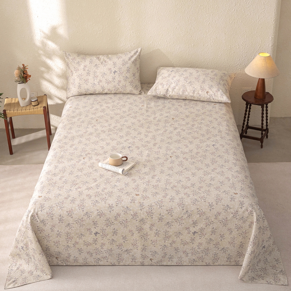 91家纺网 家纺一手货源 找家纺 棉乐町家居 2026新款棉麻老粗布床单亚麻老粗布凉席 雾花