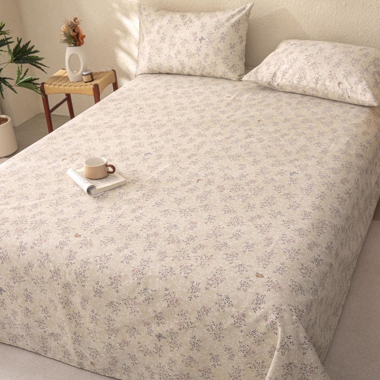 91家纺网 家纺一手货源 找家纺 棉乐町家居 2026新款棉麻老粗布床单亚麻老粗布凉席 雾花