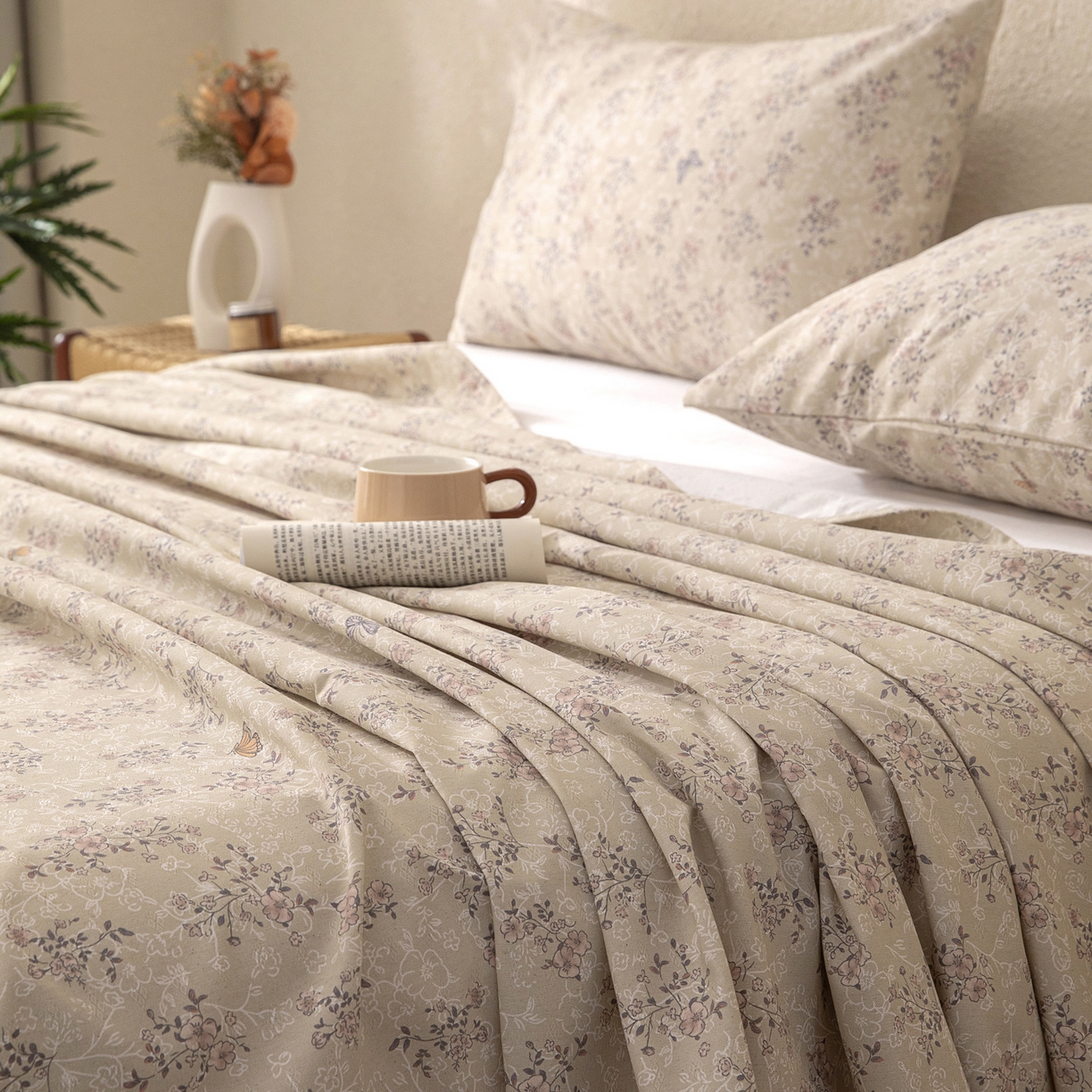 91家纺网 家纺一手货源 找家纺 棉乐町家居 2026新款棉麻老粗布床单亚麻老粗布凉席 雾花