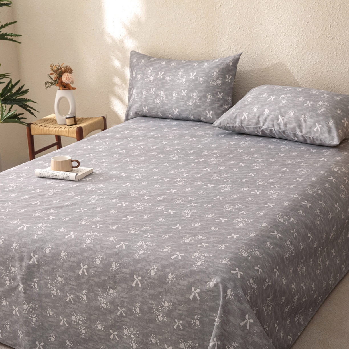 91家纺网 家纺一手货源 找家纺 棉乐町家居 2026新款棉麻老粗布床单亚麻老粗布凉席 星蝶