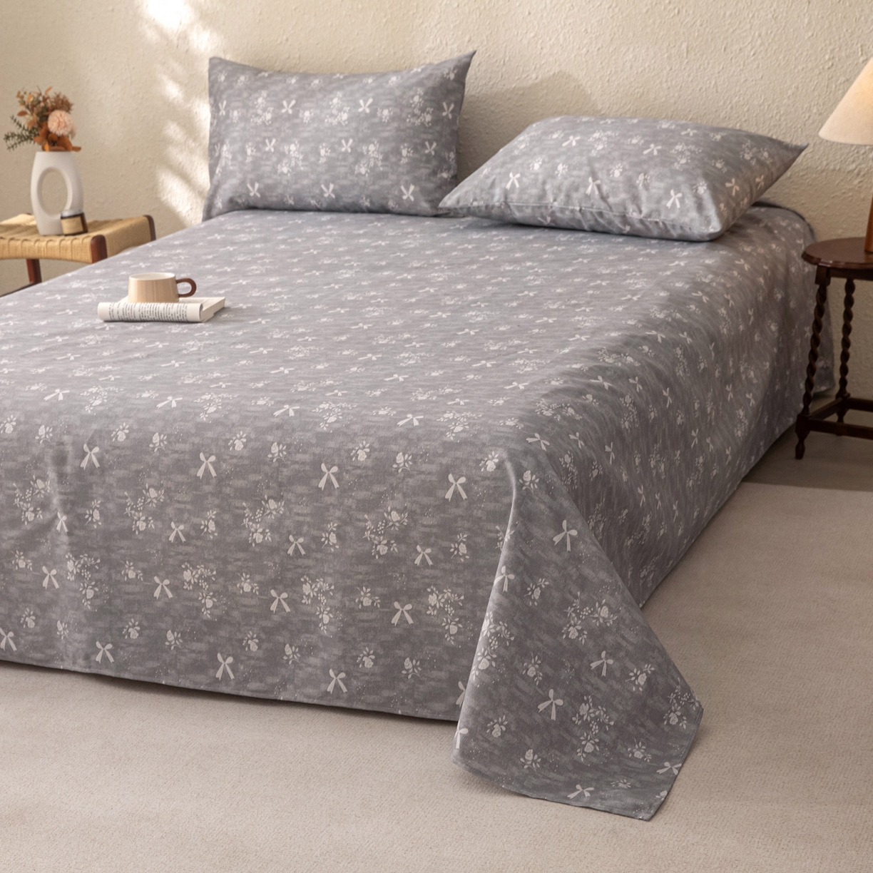 91家纺网 家纺一手货源 找家纺 棉乐町家居 2026新款棉麻老粗布床单亚麻老粗布凉席 星蝶