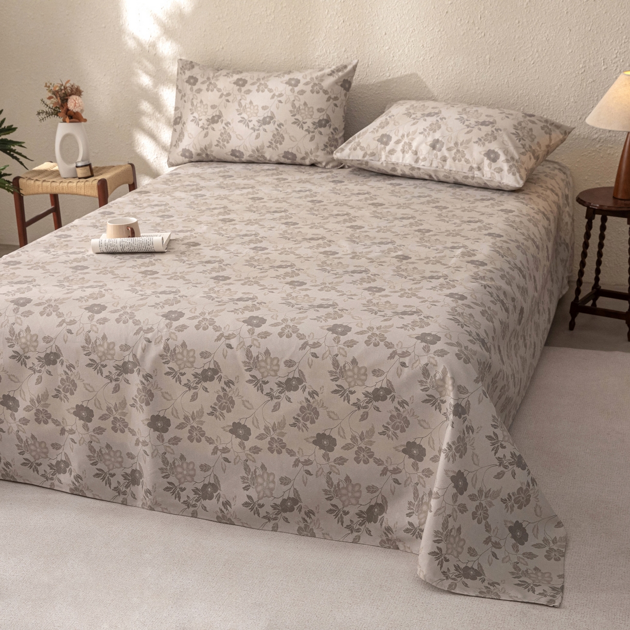 91家纺网 家纺一手货源 找家纺 棉乐町家居 2026新款棉麻老粗布床单亚麻老粗布凉席 杏薇