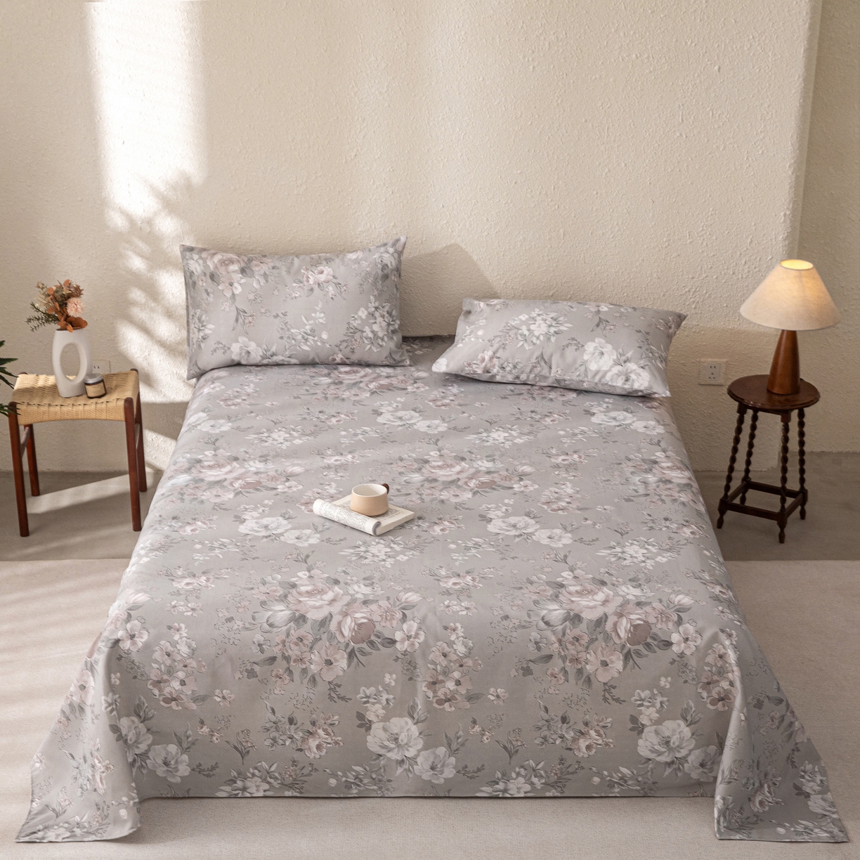 91家纺网 家纺一手货源 找家纺 棉乐町家居 2026新款棉麻老粗布床单亚麻老粗布凉席 烟樱