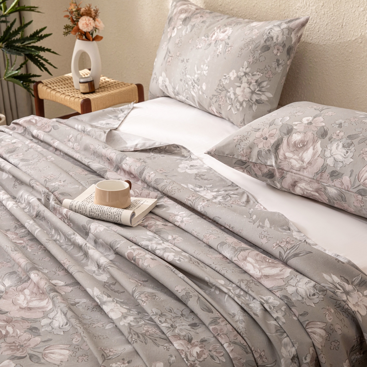 91家纺网 家纺一手货源 找家纺 棉乐町家居 2026新款棉麻老粗布床单亚麻老粗布凉席 烟樱