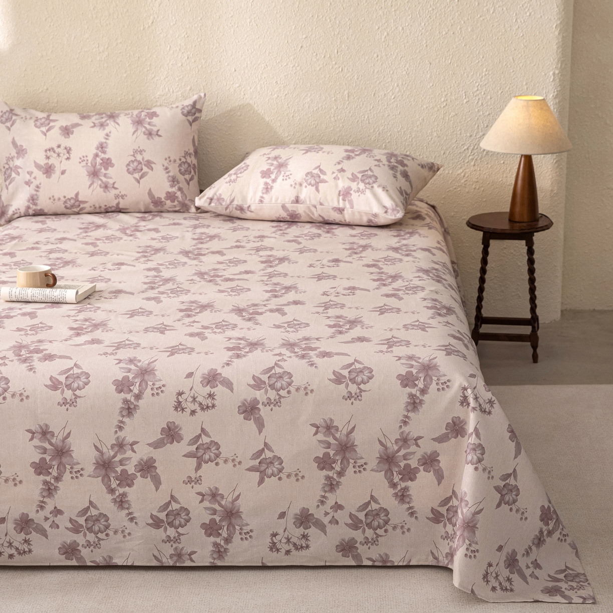 91家纺网 家纺一手货源 找家纺 棉乐町家居 2026新款棉麻老粗布床单亚麻老粗布凉席 紫鸢