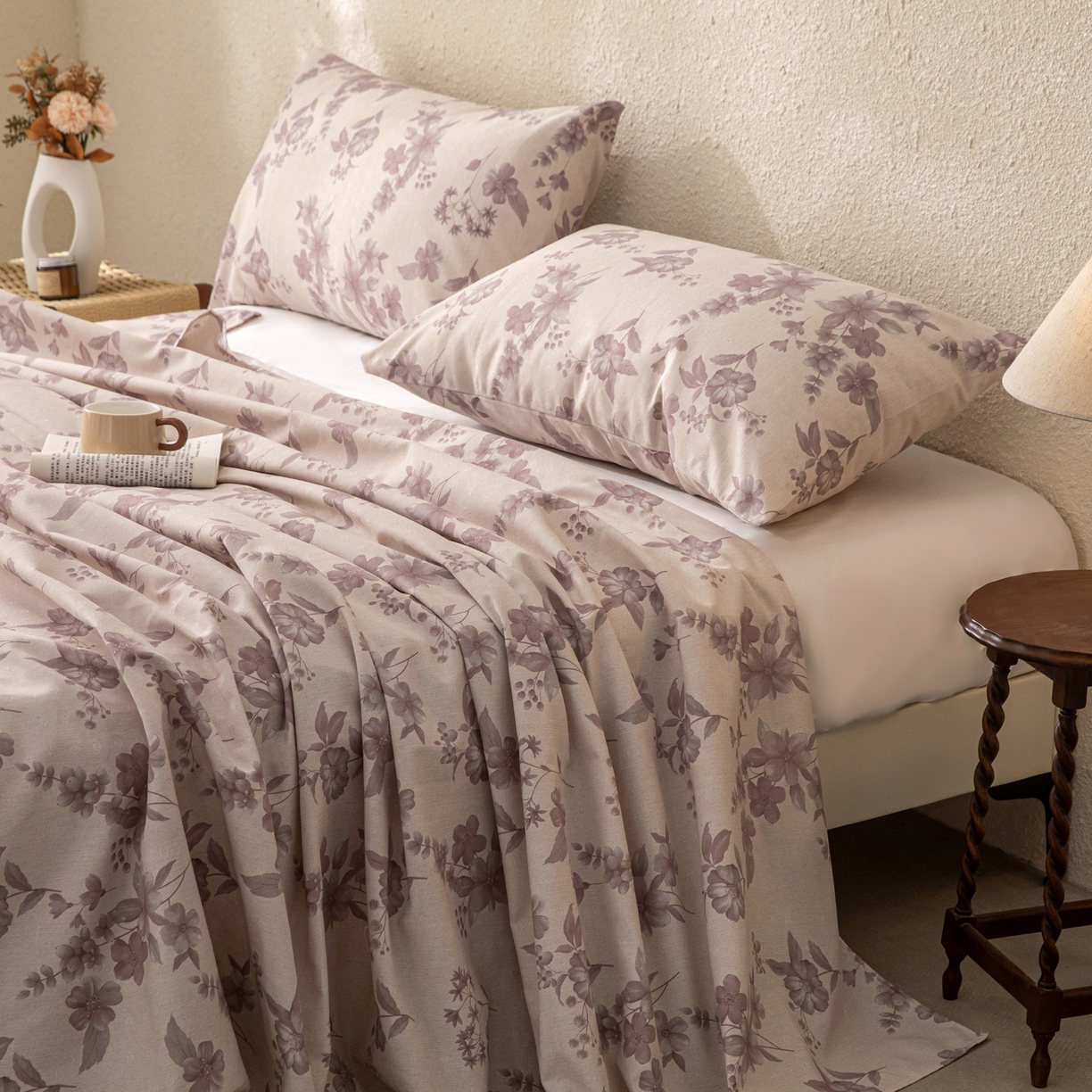 91家纺网 家纺一手货源 找家纺 棉乐町家居 2026新款棉麻老粗布床单亚麻老粗布凉席 紫鸢