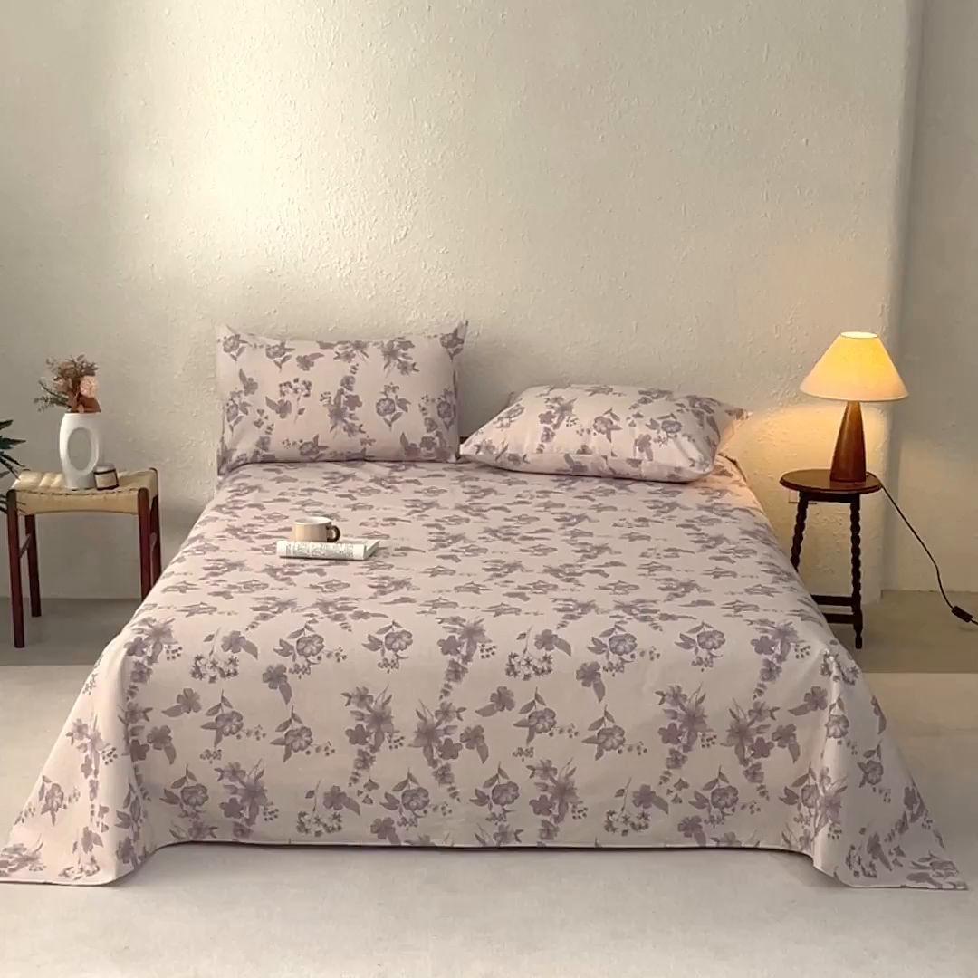 91家纺网 家纺一手货源 找家纺 棉乐町家居 2026新款棉麻老粗布床单亚麻老粗布凉席 紫鸢