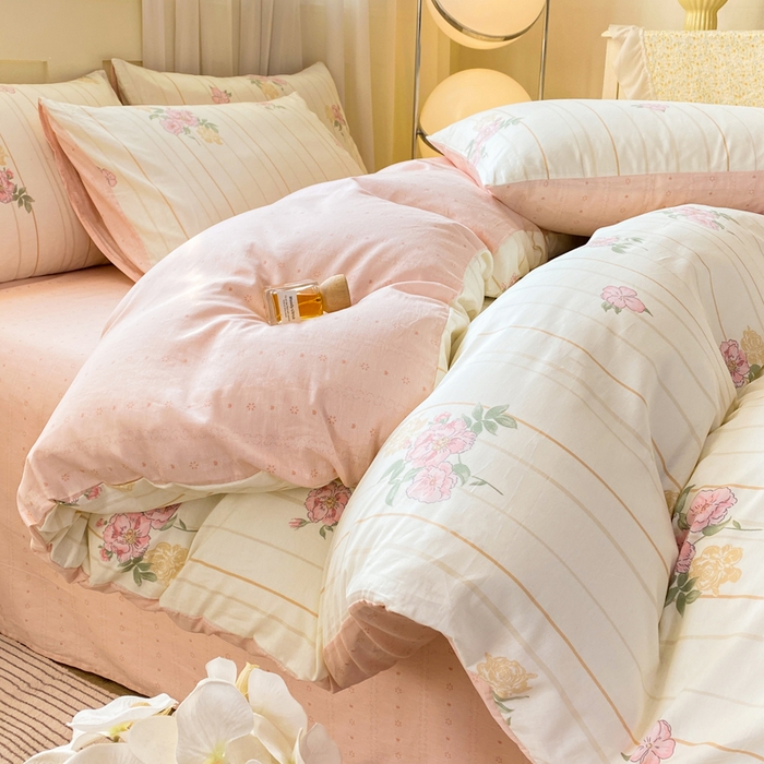 91家纺网 家纺一手货源 找家纺 （总）红日子纺织品 2026新款小清新12868全棉纯棉学生卡通款四件套