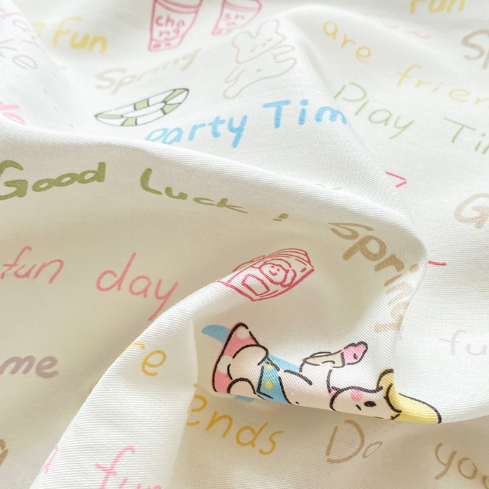 91家纺网 家纺一手货源 找家纺 红日子纺织品 2026新款小清新12868全棉纯棉学生卡通款四件套 欢乐周末