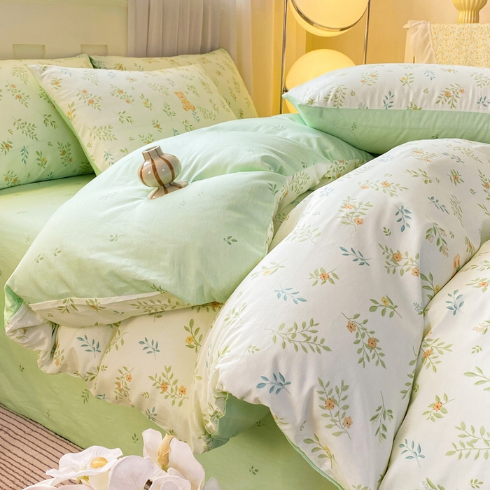 红日子纺织品 2026新款小清新12868全棉纯棉学生卡通款四件套 丽都倩影