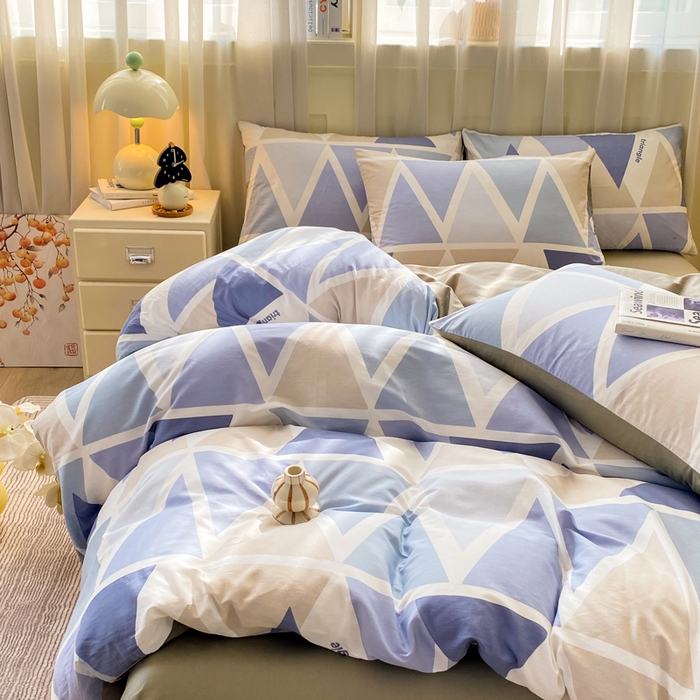 91家纺网 家纺一手货源 找家纺 红日子纺织品 2026新款小清新12868全棉纯棉学生卡通款四件套 悠然海岸