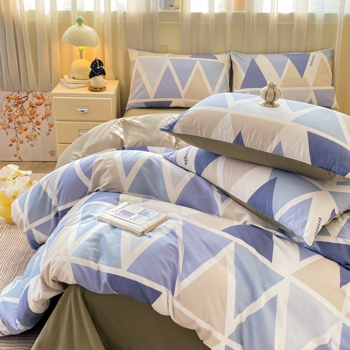 91家纺网 家纺一手货源 找家纺 红日子纺织品 2026新款小清新12868全棉纯棉学生卡通款四件套 悠然海岸