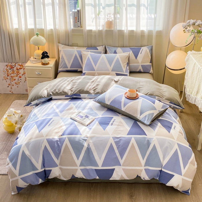 91家纺网 家纺一手货源 找家纺 红日子纺织品 2026新款小清新12868全棉纯棉学生卡通款四件套 悠然海岸