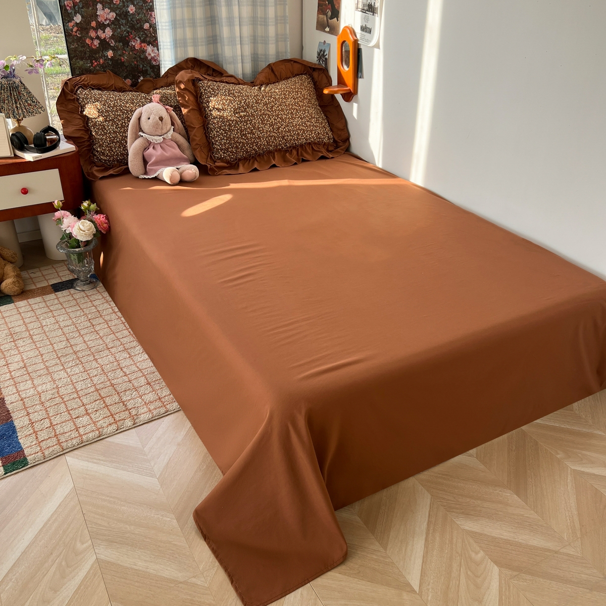 91家纺网 家纺一手货源 找家纺 花伞家居 2026新款韩系复古碎花古法水洗棉大花边四件套含买家秀 兰絮语-咖