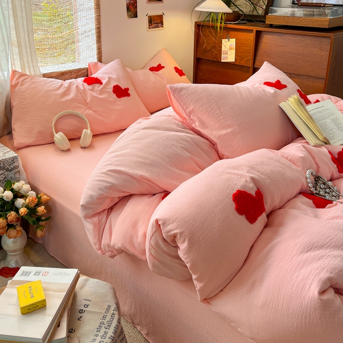 91家纺网 家纺一手货源 找家纺 （总）花伞家居 2026新款小马毛巾绣双层纱四件套含买家秀