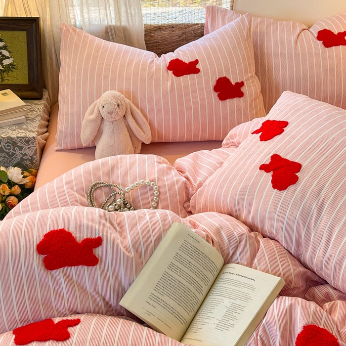 91家纺网 家纺一手货源 找家纺 （总）花伞家居 2026新款小马毛巾绣双层纱四件套含买家秀